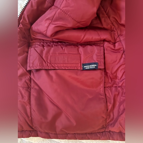 Abercrombie & Fitch Women’s Puffer Vest Y2K Blue Red Full Zip 92 Patch Sz S - Picture 3 of 7